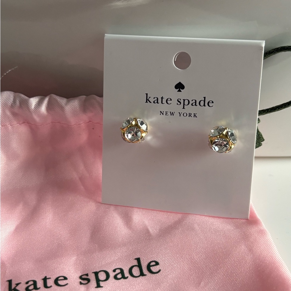 NWTKate Spade Lady Marmalade Stud Yellow Gold and Crystal Earrings - New on Card